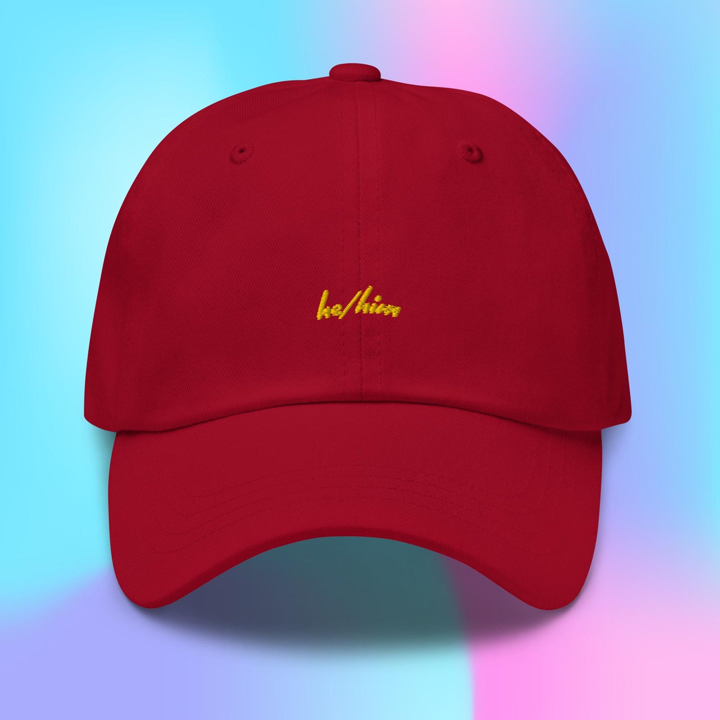 Pronouns Dad Hat - he/him -yellow stitch