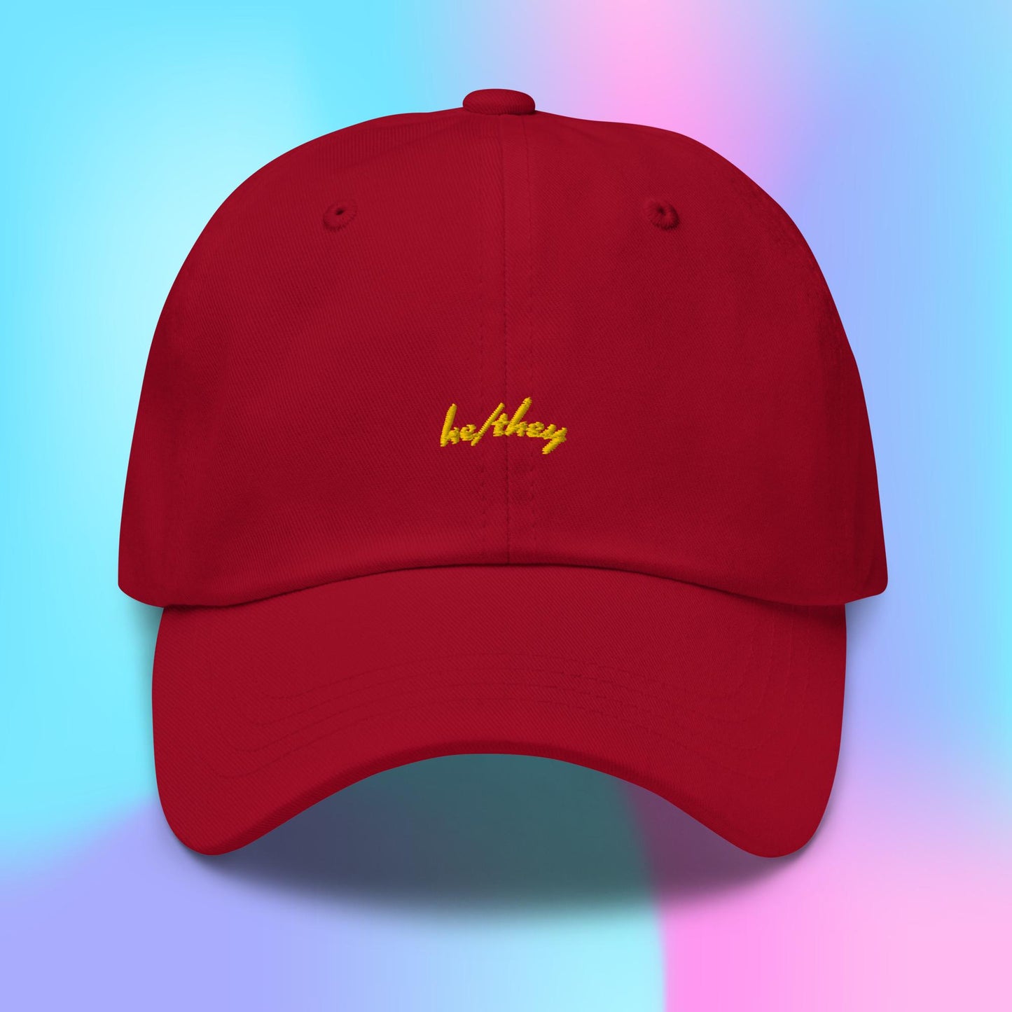 Pronouns Dad Hat - he/they - yellow stitch