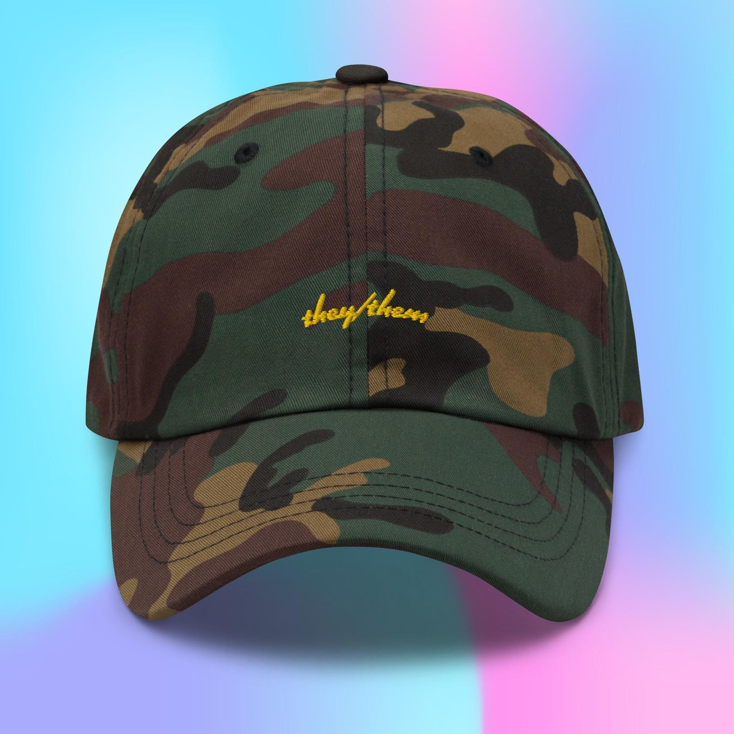 Pronouns Dad Hat - they/them - yellow stitch