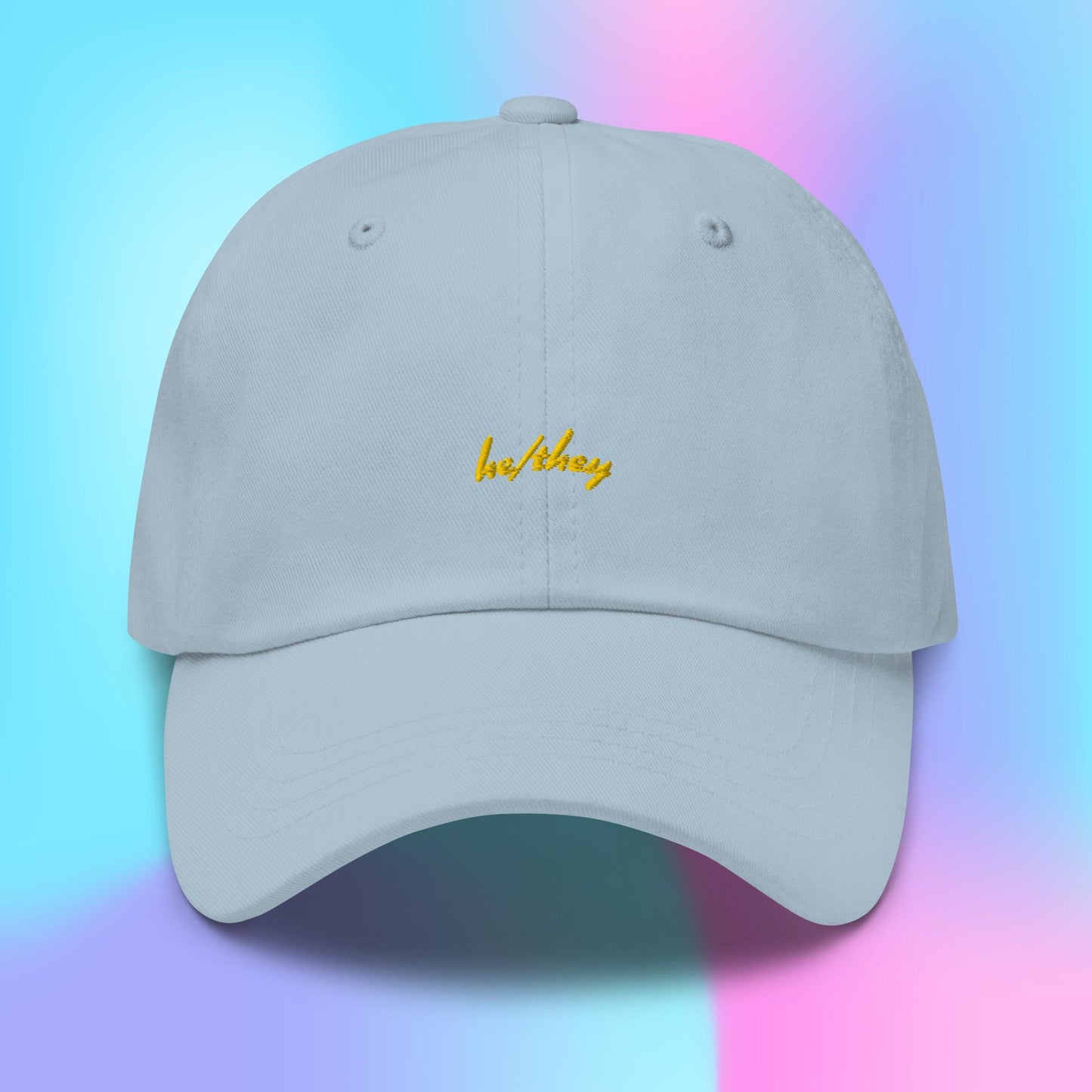 Pronouns Dad Hat - he/they - yellow stitch