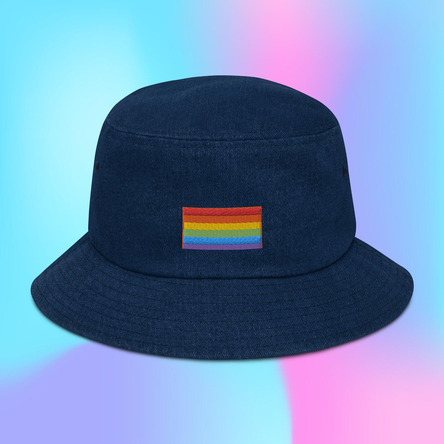 Rainbow pride denim bucket hat