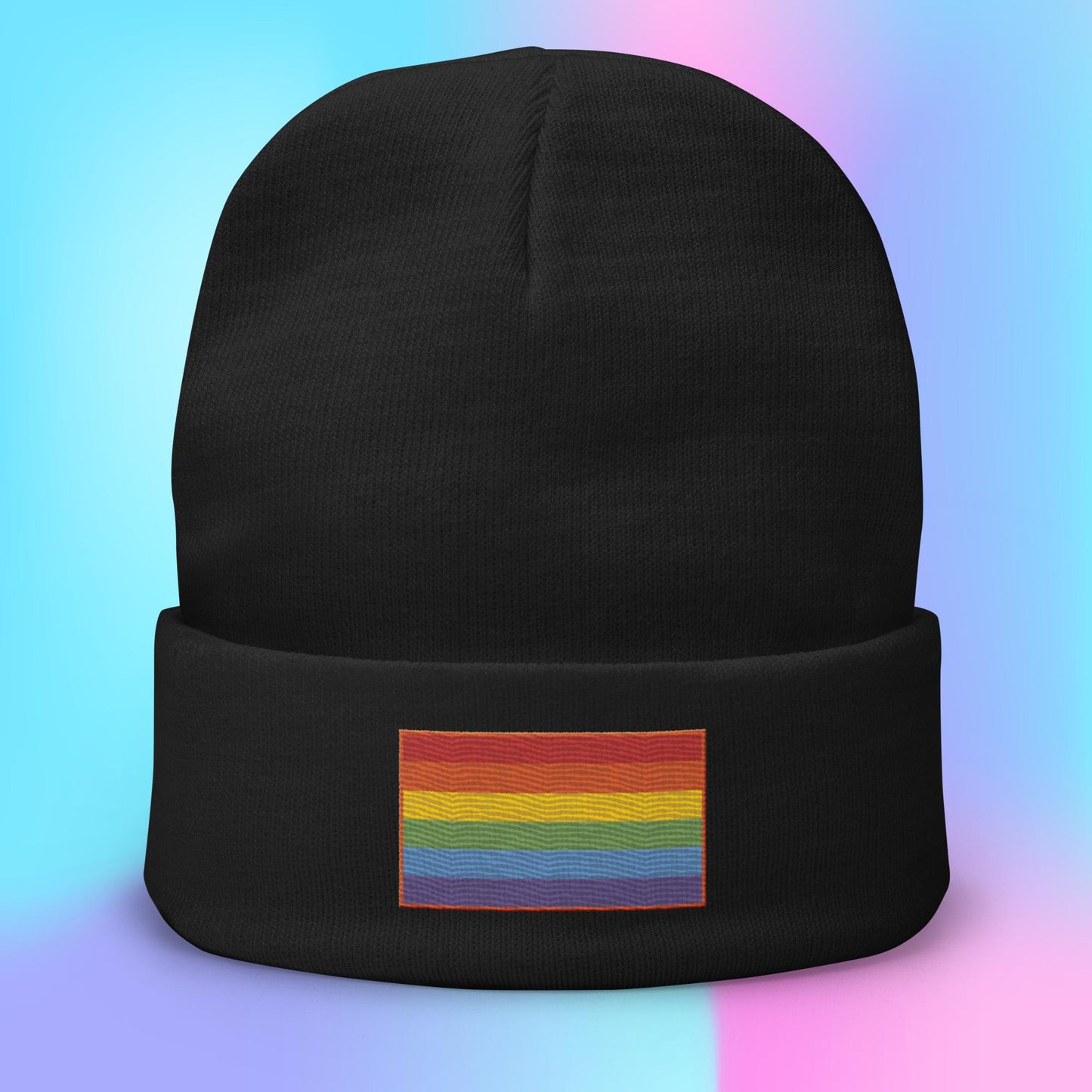 Rainbow Pride Flag Embroidered Beanie