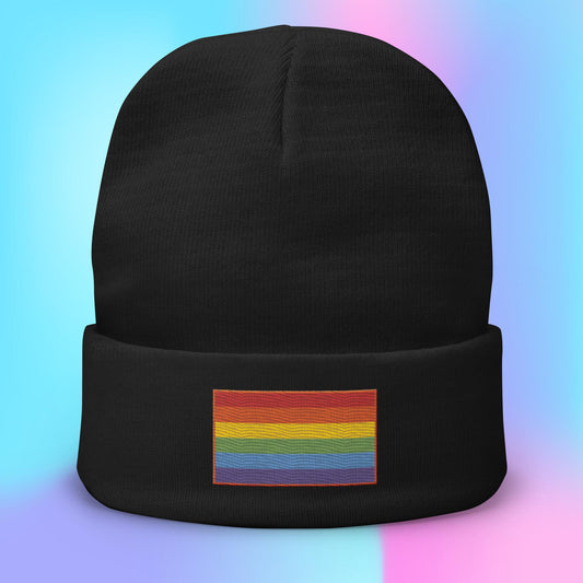 Rainbow Pride Flag Embroidered Beanie