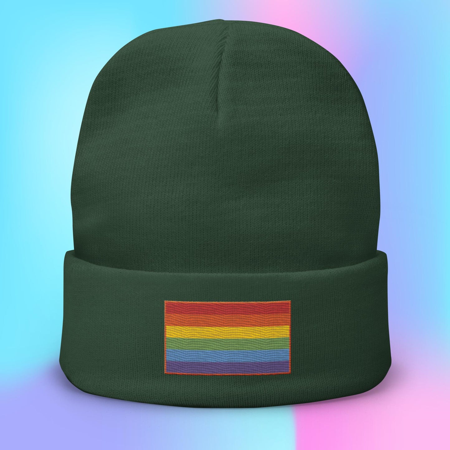 Rainbow Pride Flag Embroidered Beanie