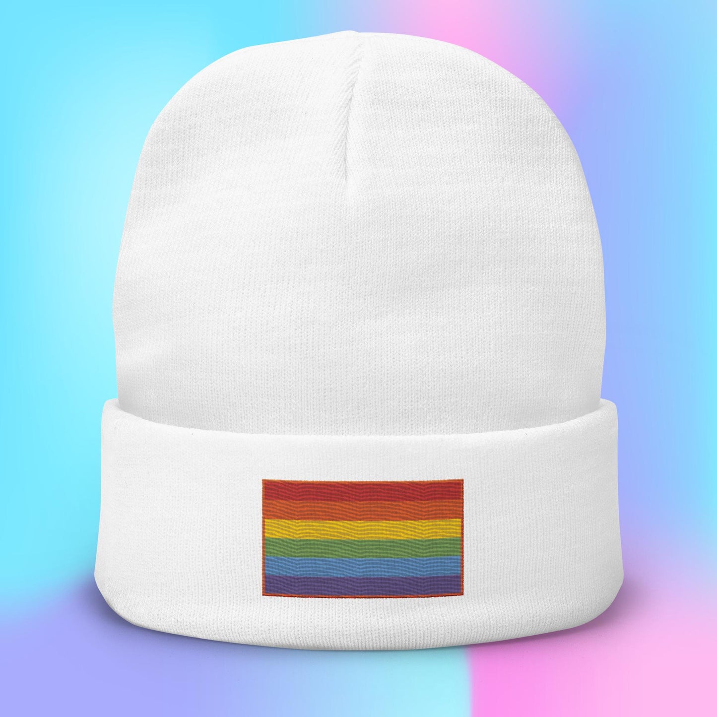 Rainbow Pride Flag Embroidered Beanie