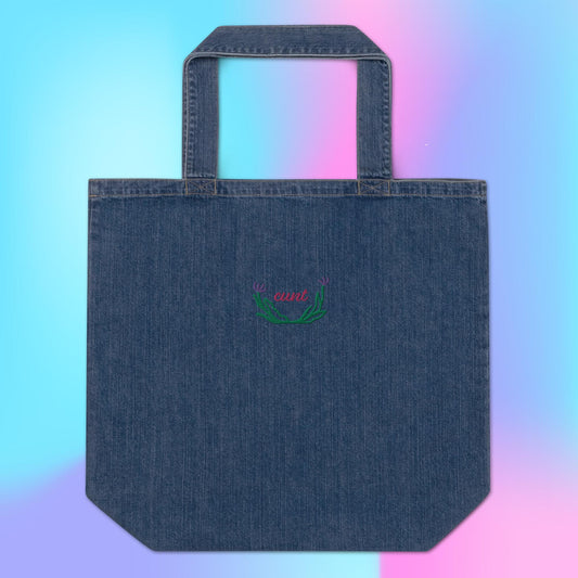 C*nt floral organic denim tote bag