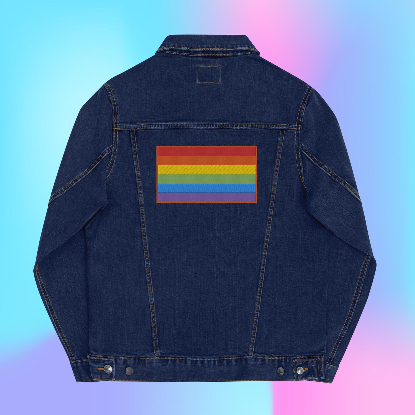 Rainbow pride embroidered denim jacket