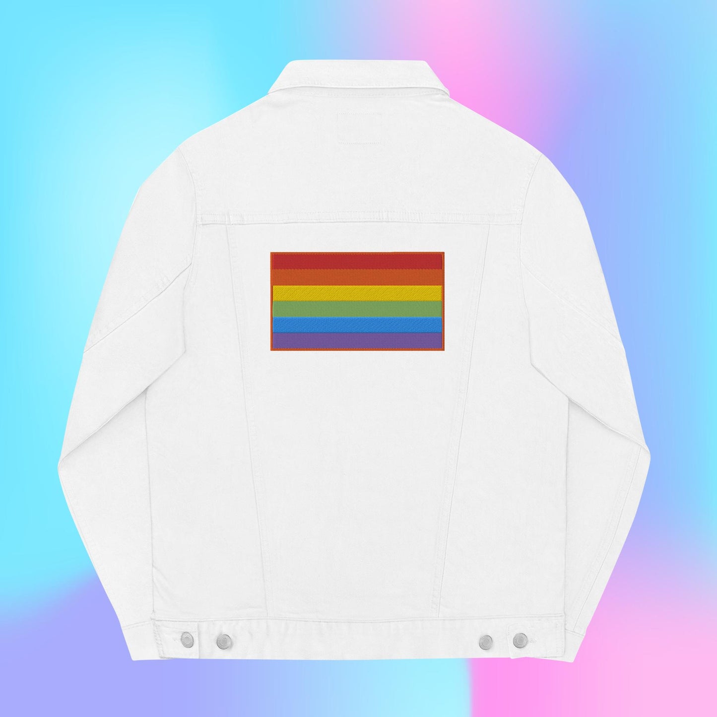 Rainbow pride embroidered denim jacket