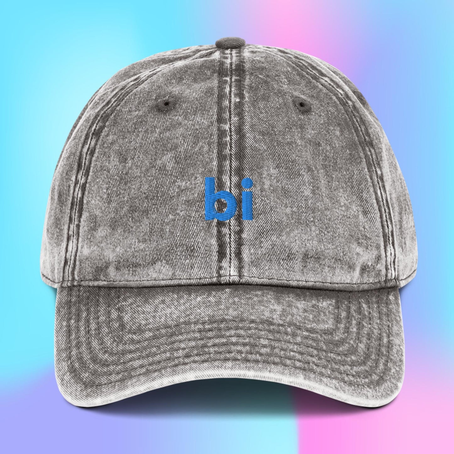 Embroidered bisexual bi cotton twill hat